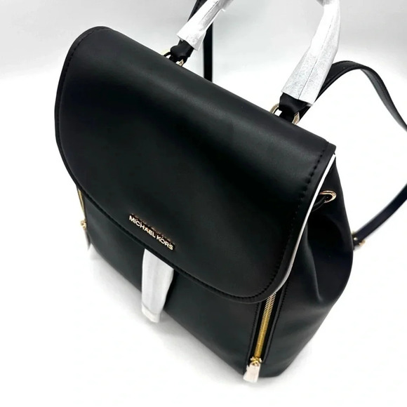 Michael Kors Medium Phoebe Drawstring Backpack Black/Gold - Picture 7 of 10